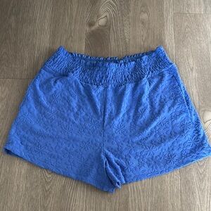 New Anthropologie Blue Flower Terry Toweling Shorts M